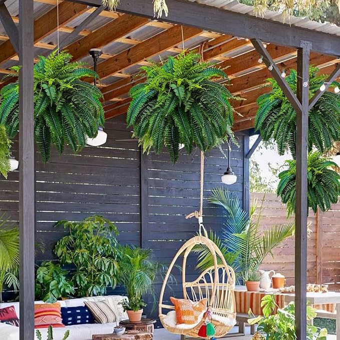 88 Leaves Fake Ferns, Large Artificial Boston Fern, Faux Fern Plants for Home, Office, Garden Indoor Outdoor Decoration(48 inch,1pack)