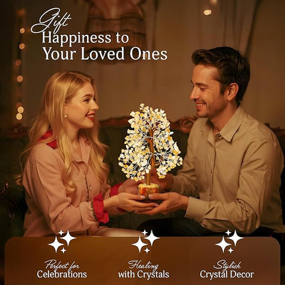 Citrine Crystal Stone - Crystals Tree, Gem Tree, Bonsai Trees, Tree for Home, Crystal Tree of Life, Meditation Accessories, Fake Bonsai, Crystal Tree for Positive Energy, Arbol De La Abundancia