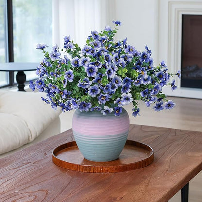 mizii Artificial Flowers for Outdoors 20 Bundles Realistic Faux Silk Flower UV Resistant Fake Plants Outside Decorations for Patio Garden Balcony Yard Porch Summer Indoor Home Decor (Blue)