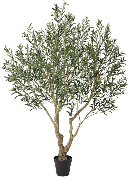 Olive Tree Artificial Indoor 7ft - UV Resistant Large Fake Plants - Realistic Faux Olive Tree in Pot - Tall Artificial Plants Outdoor for Home, Patio, Living Room, Office Decor,VN138