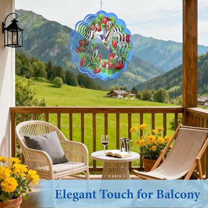Hummingbird Wind Spinner 12" Metal, Hummingbird Gifts for Women Men Mom Wife Grandma, Outdoor Indoor Hanging Ornament for Garden Porch Backyard, Gift for Birthday Thanksgiving Christmas