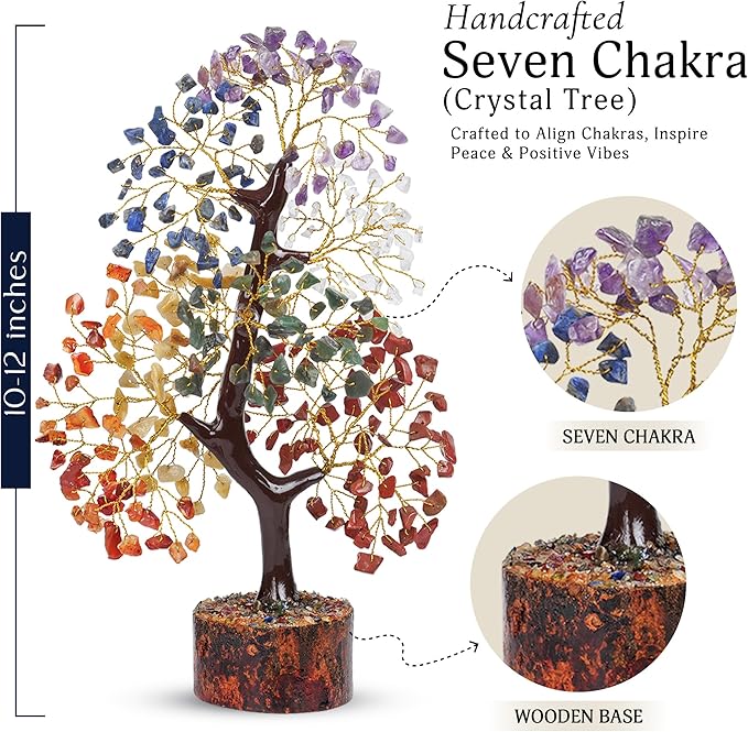 YATSKIA 7 Chakra Tree of Llife - Feng Shui Money Tree, Reiki Healing, Home Office Decor - Spiritual Gift for Women