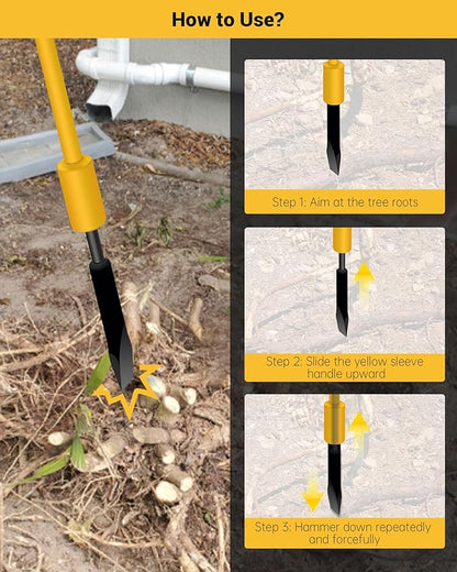 Tree Root Removal Tool, Heavy Duty Root Cutting Shrub Cutter Remover Tool Spade Bar, Fit for Bamboo, Tree Roots, Rocks, Shrubs, Bushes, Stumps. Sliding Gravity Hammer Mechanism