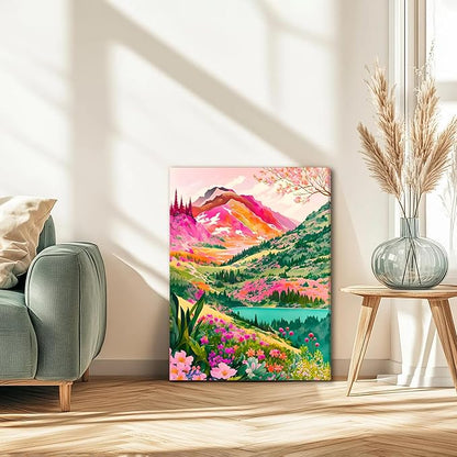DUWQU 3 Piece Colorful Watercolor Mountain Canvas Wall Art Boho Floral Painting Picture Wall Decor Abstract Nature Landscape Poster Print Artwork for Living Room Bedroom Bathroom Office 12x16 Inches