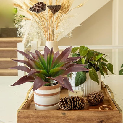 Agusbagli Succulents Plants Artificial, Large Fake Succulents Flowers Unpotted Real Touch Aloe Greenery Plants for Home Outdoor Wedding Floral Arrangement Red