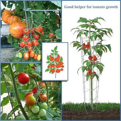 46 Inch Height 5PCS Galvanized Hexagon Folding Tomato Cage,Climbing Plant Support Tower Vegetable Stake Trellis