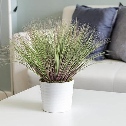 Fake Grass Artificial Grass Greenery Stems Fall Flowers Artificial Shrubs Wheat Grass Greenery Home Decor Artificial Plants Ornamental Grass Outdoor Fake Grass Leaves(24pcs) Purple-Green