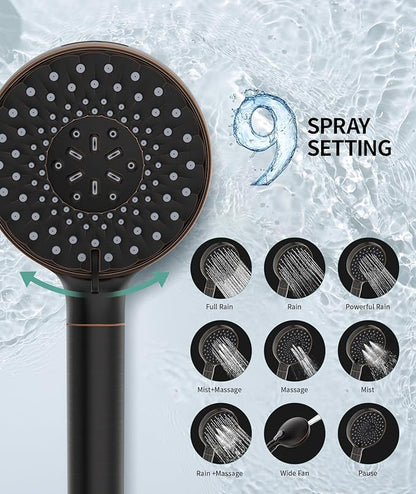 SR SUN RISE Filtered Shower Head with Handheld High Pressure 9 Spray Mode Showerhead Detachable Shower Head Water Softener Filters Beads for Hard Water Remove Chlorine 1 Filter ORB