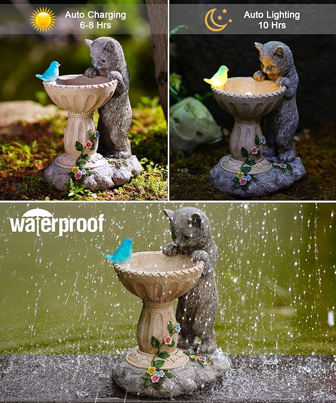 Nacome Solar Cat Garden Decor: Outdoor Statues Ornaments for Outside Decorations Yard Art Lawn Porch Patio Balcony - Birthday Choice for Mom Grandma Women Lover