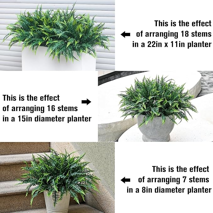 alyptus UV Resistant Fake Plants, 16 Bundles Artificial Plants Greenery, Realistic Fake Fern for Porch Decor & Outdoor Use