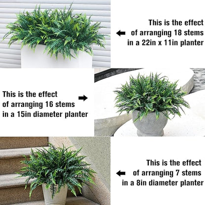alyptus UV Resistant Fake Plants, 16 Bundles Artificial Plants Greenery, Realistic Fake Fern for Porch Decor & Outdoor Use