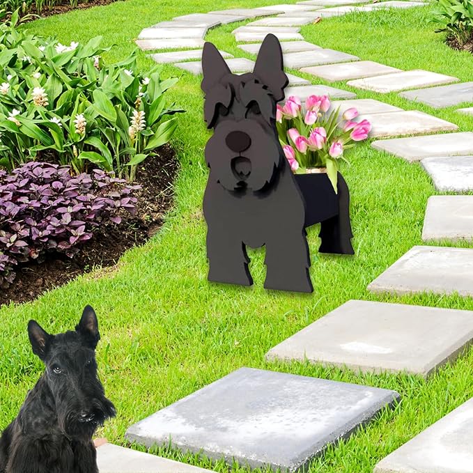 Scottish Terrier Dog Planter Plant Pots,Cute Dog Flower Planter,Gifts for Pet Lovers,Unique Animal Plant Pots,Office,Indoor Outdoor Garden Decor(9.45 * 6.61 * 13.39in)