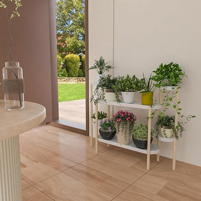 Bamboo Plant Stand Indoor, 4 Tier Tall Plant Storage Stand Table Top for Multiple Plants, Window Plant Shelf Table Plant Rack for Balcony Garden Living Room Indoor Outdoor Home (4-Tier-12 Pot)