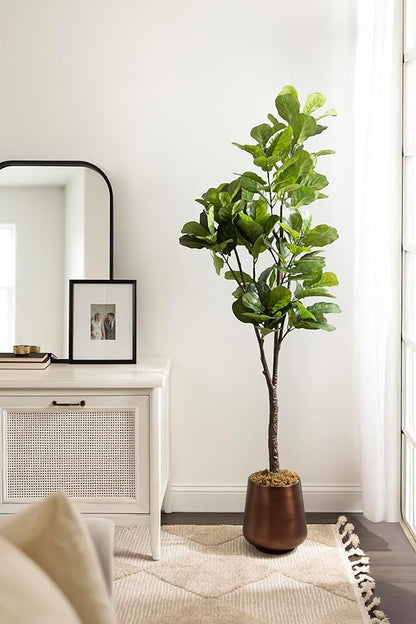Kate and Laurel Portell Round Indoor Metal Planter Pot, 12 x 12 x 12, Bronze, Vintage Circular Planter for Indoor Plants Living Room or Sunroom Decor