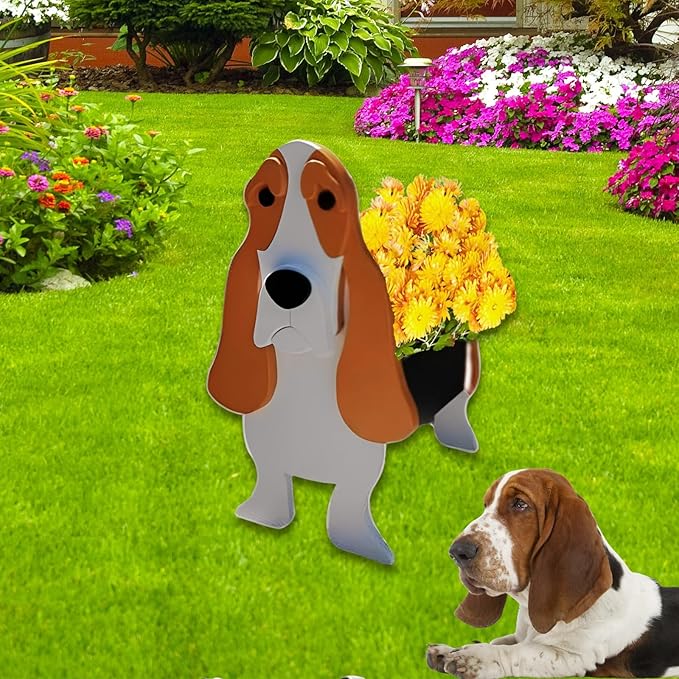 Basset Hound Dog Planter Plant Pots,Cute Large Dog Flower Planter,Gifts for Pet Lovers,Unique Animal Plant Pots,Office,Indoor Outdoor Garden Decor(9.84 * 10.24 * 15.75in)