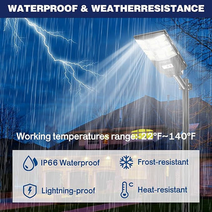 7000W Solar Flood Lights Outdoor [25000LM Super Bright] with Motion Sensor, IP66 Waterproof Security Lights for Driveway, Backyard, Garden, Garage - Wireless Solar Powered for Home & Commercial