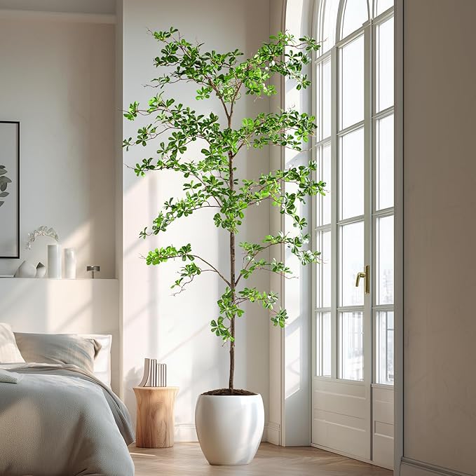 8FT Artificial Black Olive Tree Artificial Olive Plants, Tall Faux Olive Tree Faux Silk Plant Fake Plant Ultra-Realistic Silk Leaves & Natural Trunk Indoor Outdoor Use