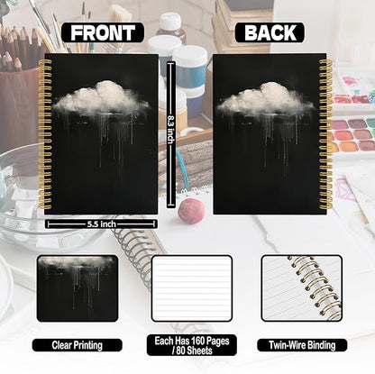 XPH Gothic Cloud Spiral Notebook, Dark Academia Journaling Notebooks for Women, Goth Moody Aesthetic Hardcover Journals for Writing 160 Pages 5.5 x 8.3 Inch, Gothic Office Supplies
