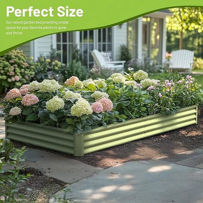 2PCS 8x4x1FT Galvanized Raised Garden Bed Kit,Vegetable Boxes-Rectangle Metal Flower Box,Large Planter Raised Beds Outdoor Garden for Planting,Fruit,Herb-Green