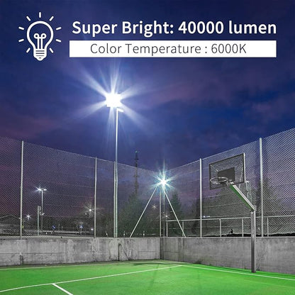 400W LED Flood Light, 40000LM Super Bright Outdoor Security Lights with Wider Lighting Angle,6000K Daylight White, IP66 Waterproof Outdoor Lighting for Garage, Garden, Yard, Parking Lot