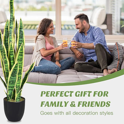 Goplus Fake Snake Plant, 36" Tall Artificial Potted Floor Plant, Large Faux Sansevieria Plant with 6'' Pot and 20pcs Leaves for Living Room House Modern Office Indoor Decor