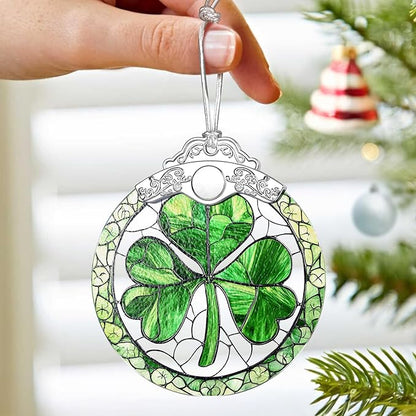 Shamrock Ornament – Christmas Decoration & Christmas Ornament; Stained Glass Holiday Decoration (Holiday Present, Bauble Present, Gift Idea, Gift Exchange) | Heirloom Keepsakes