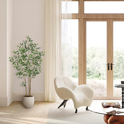 Ficus Tree Artificial - 5ft Artificial Ficus Trees Indoor with Natural Trunk and Lifelike Leaves - Fake Ficus Tree for Home Office Corner Indoor Decor