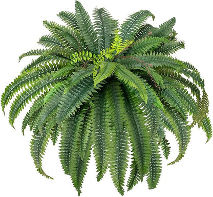 CQURE 48" Large Fake Fern Artificial Ferns for Outdoors,88 Fronds Realistic Artificial Boston Ferns Leaves Bush Plant for Indoor Outdoor Garden Porch Decor(Lifelike,UV Resistant,No Maintenance)
