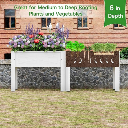 Raised Garden Bed with Detachable Legs Elevated Metal Planter Box for Growing Fresh Herbs Vegetables Flowers Succulents&Other Plants for Outdoor Backyard Patio (White)