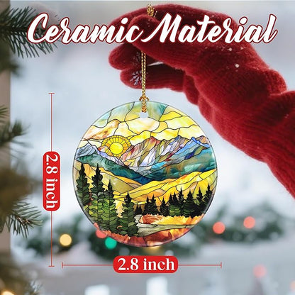 Christmas Ornaments, Dodosky 2.8in Ceramic Mountain Range Ornament, Xmas Decor, Christmas Tree Ornaments, Xmas Decorations for Tree, Holiday Ornament, Gifts for Women, Men, Nature Lovers
