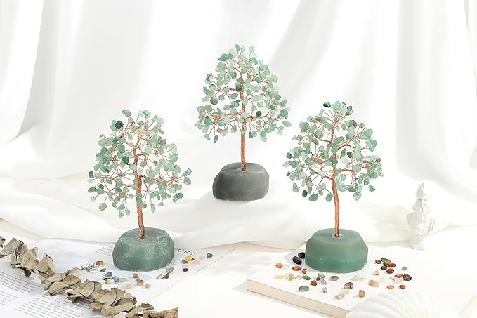SITUMEIZI Green Aventurine Tree 7.09IN Healing Stones Natural Crystals Base Copper Wire Tree Life Reiki Green Gifts for Women Room Office Desk Decor Spiritual Meditation Energy