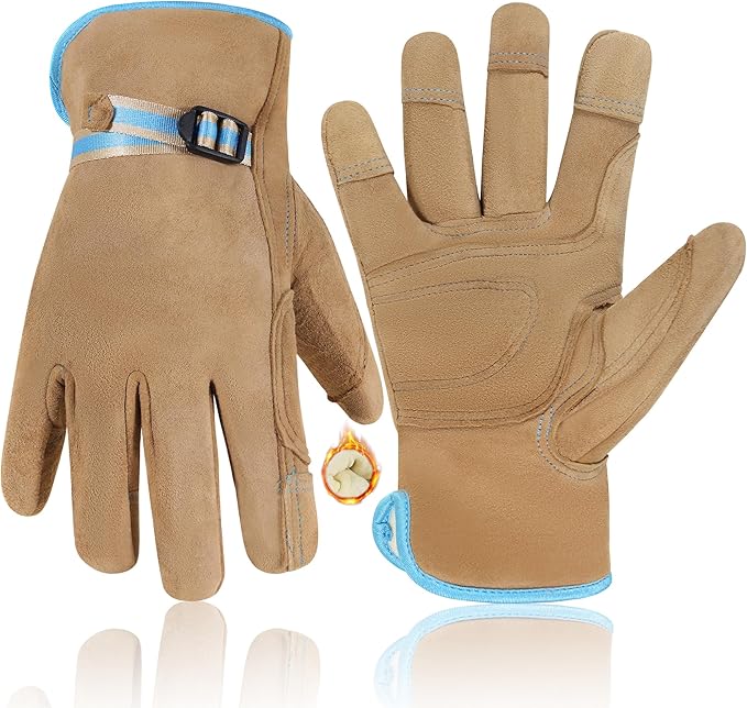 HLDD HANDLANDY Winter Work Gloves, Insulated Leather Work Glove with Abrasion Protection & Thinsulate Lining for Cold Weather