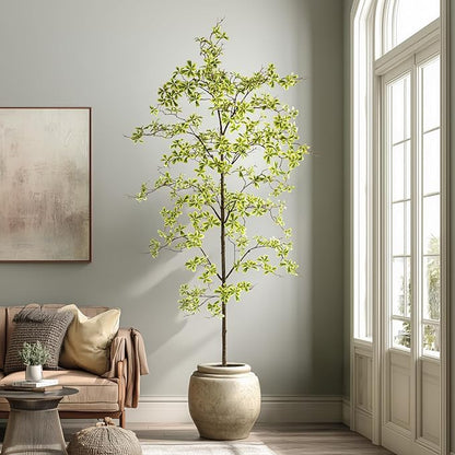8FT Artificial Black Olive Tree Artificial Olive Plants, Tall Faux Olive Tree Faux Silk Plant Fake Plant Ultra-Realistic Silk Leaves & Natural Trunk Indoor Outdoor Use