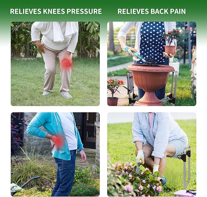 LUCKYERMORE Upgraded Garden Kneeler and Seat, Gardening Stool Kneeling Bench for Gardening with Tool Pouch, Wider&Softer EVA Kneeling Pad, Gardening Gifts for Parents Seniors, Lightweight & Heavy Duty