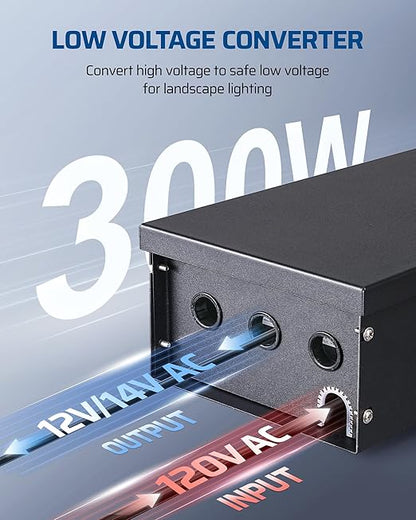 DEWENWILS 300W Low Voltage Landscape Transformer WiFi with 3 Zones, Outdoor Smart Low Voltage Transformer, 120V AC to 12/14V AC, Compatible with Alexa & Google Assistant, for Landscape Lighting