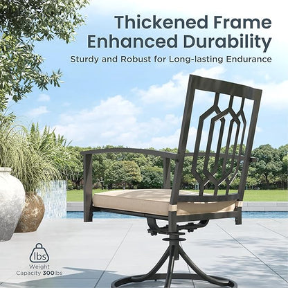 PHI VILLA 9 Pieces Outdoor Dining Set, Expandable Metal Table (64"-82") and 8 Swivel Dining Chairs – Perfect for Patio, Garden, Deck, Porch, and Yard, 9PCS Outdoor Dining Set Style 5