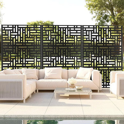 Outdoor Privacy Screen,72" H×47" W Metal Privacy Screen, Freestanding Privacy Fence Panels for Patio
