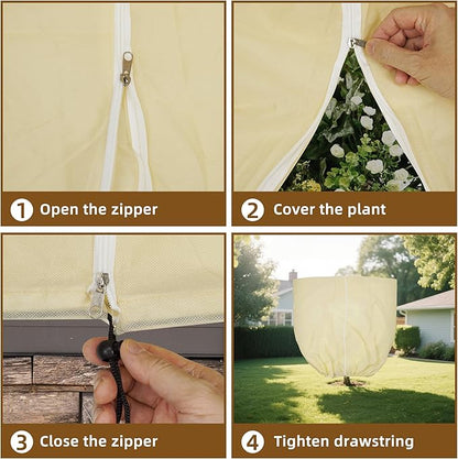 Huge Plant Covers Freeze Protection 95x80 inches 2 Pack,Frost Cloth for Outdoor Plants, 2.5 oz/yd² Thickened Winter Tree Covers with Zipper Drawstring,Frost Blanket from Wind,Pest and Animal.