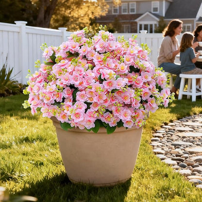 alyptus Artificial Flowers for Outdoors, 12 Bundles UV Resistant Spring Fake Flowers for Porch, Patio & Garden Decor – Realistic Outdoor Fake Plants with Lasting Color - Pink