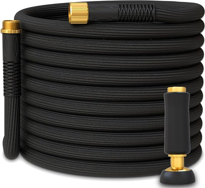 TITAN Garden Hose | Flexible, Lightweight, Kink-Free & Durable Hybrid Water Hose with Heavy Duty Brass Connectors & High-Pressure Jet Nozzle (25FT x 1/2”)