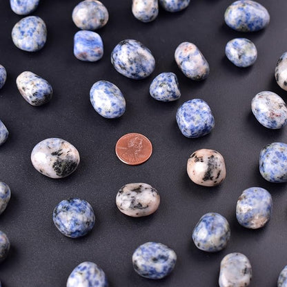 Blue Spot Jasper Healing Crystal Stone Set - 24 Pieces, 0.6" Natural & Polished Stones for Healing, Meditation, Reiki, Chakra, Crafting & Decoration