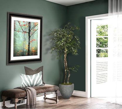 Cypress & Alabaster Handmade 6ft Mediterranean Olive Artificial Tree with Ethically Sourced Real Wood Trunks, Hypoallergenic, 6-Foot, Green
