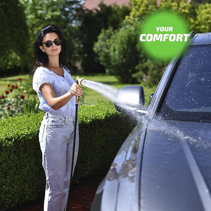 Easy to Use Garden Hose 100 FT, Lightweight and Leak-Proof Heavy-Duty Flexible Water Hose 100FT with Reinforced TPE Core, 3/4" Solid Brass Fittings, Ultra-Flow Manguera Para Jardin, Built to Last