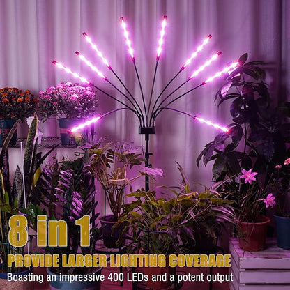 Grow Lights for Indoor Plants [ 10 in1 ], Full Spectrum Grow Light with Tripod Stand, Auto On/Off Timing 4/8/12H, Plant Lights for Indoor Growing. (Mix Spectrum 10 Arms)