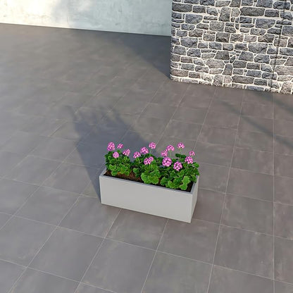 LeisureMod Flora Fiberstone and MGO Clay Planter, Mid-Century Modern Rectangular Planter Pot for Indoor and Outdoor in Grey (12" Height)