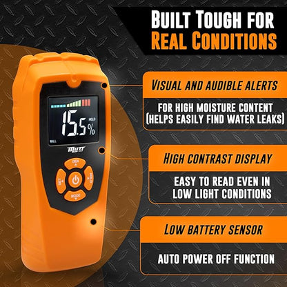 Mutt Tools Pinless Moisture Meter for Drywall – Non-Destructive Wood Moisture Meter for Walls, Wood and Masonry – Detects up to 2 Inches Below the Surface