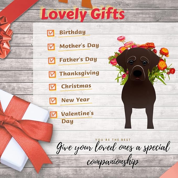 Chocolate Labrador Dog Planter Plant Pots,Cute Dog Flower Planter,Gifts for Pet Lovers,Unique Animal Plant Pots,Office,Indoor Outdoor Garden Decor((9.45 * 6.38 * 13.39in)