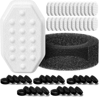 50 Pack Cat Fountain Replacement Filters for Rellaty & Neareal Stainless Steel 108oz/3.2L Adjustable Water Flow Pet Water Fountain(25 Filters & 25 Sponges)