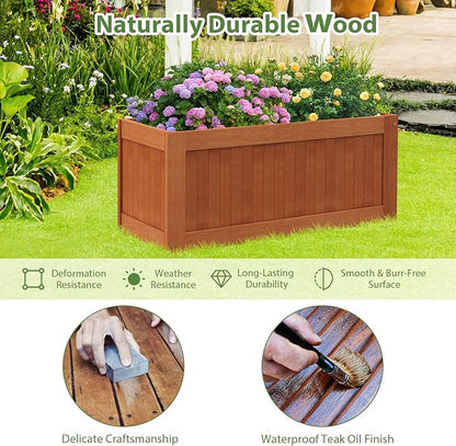 2 Pack Outdoor Planter Benches, 45 Gallon Outdoor Bench Wooden Raised Garden Bed with Planter Box, 2-in-1 Wood Planter Bench Deck Plant Box for Porch, Patio, Garden & Backyard
