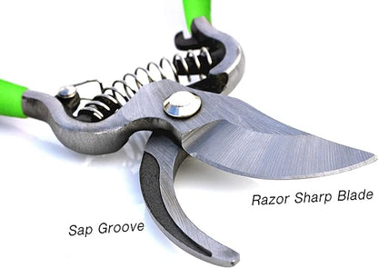 Garden Guru Classic Bypass Pruning Shears Clippers – Heavy Duty Forged Steel Garden Pruners – Safety Lock – Non Slip Comfort Grips – Cuts up to 1” – Professional Bypass Pruners for Gardening (2 Pack)